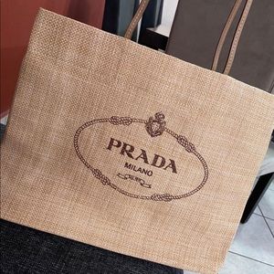 Prada raffia tote beach bag